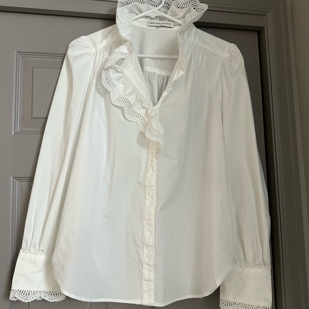 English Factory White Ruffled Blouse